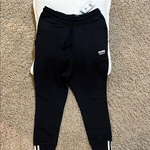 Adidas Kids Black Sweatpants with White Stripes